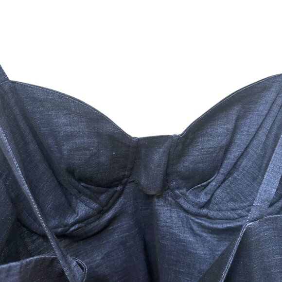 Annelore Denim Corset Top Size 10 Blue Stretch Linen Blend Bustier Camisole - Picture 7 of 10